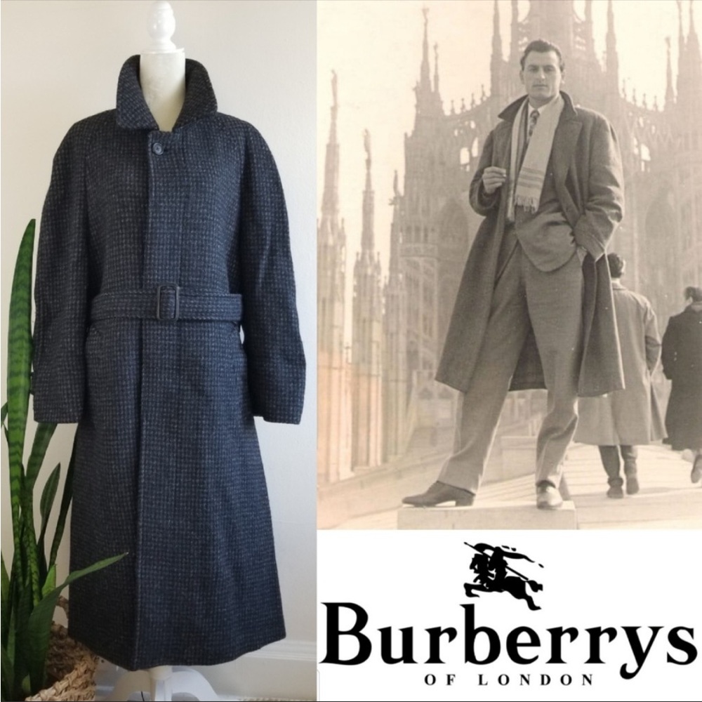 🎉HP VTG 80s Burberrys Tweed Wool Overcoat